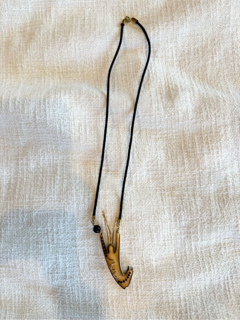 Vintage 80s Modernist Abstract Wearable Art Pendant Cordâ Necklace Artsy Artist